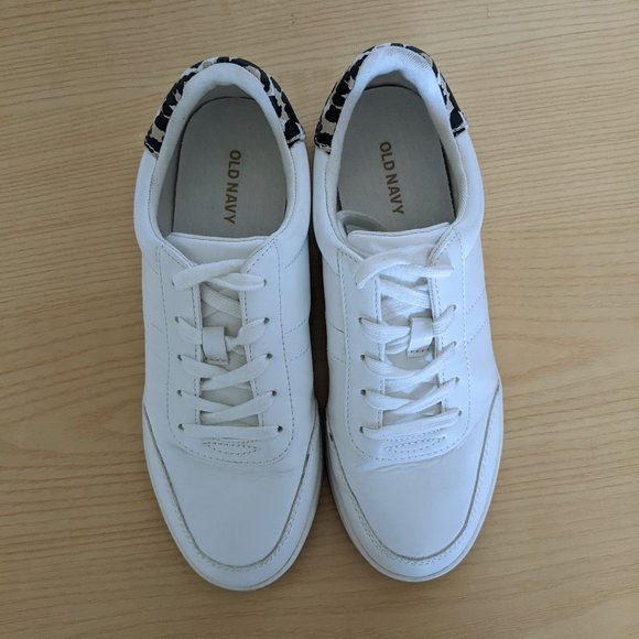 White Sneakers with Leopard Print Detail - Picture 2 of 6